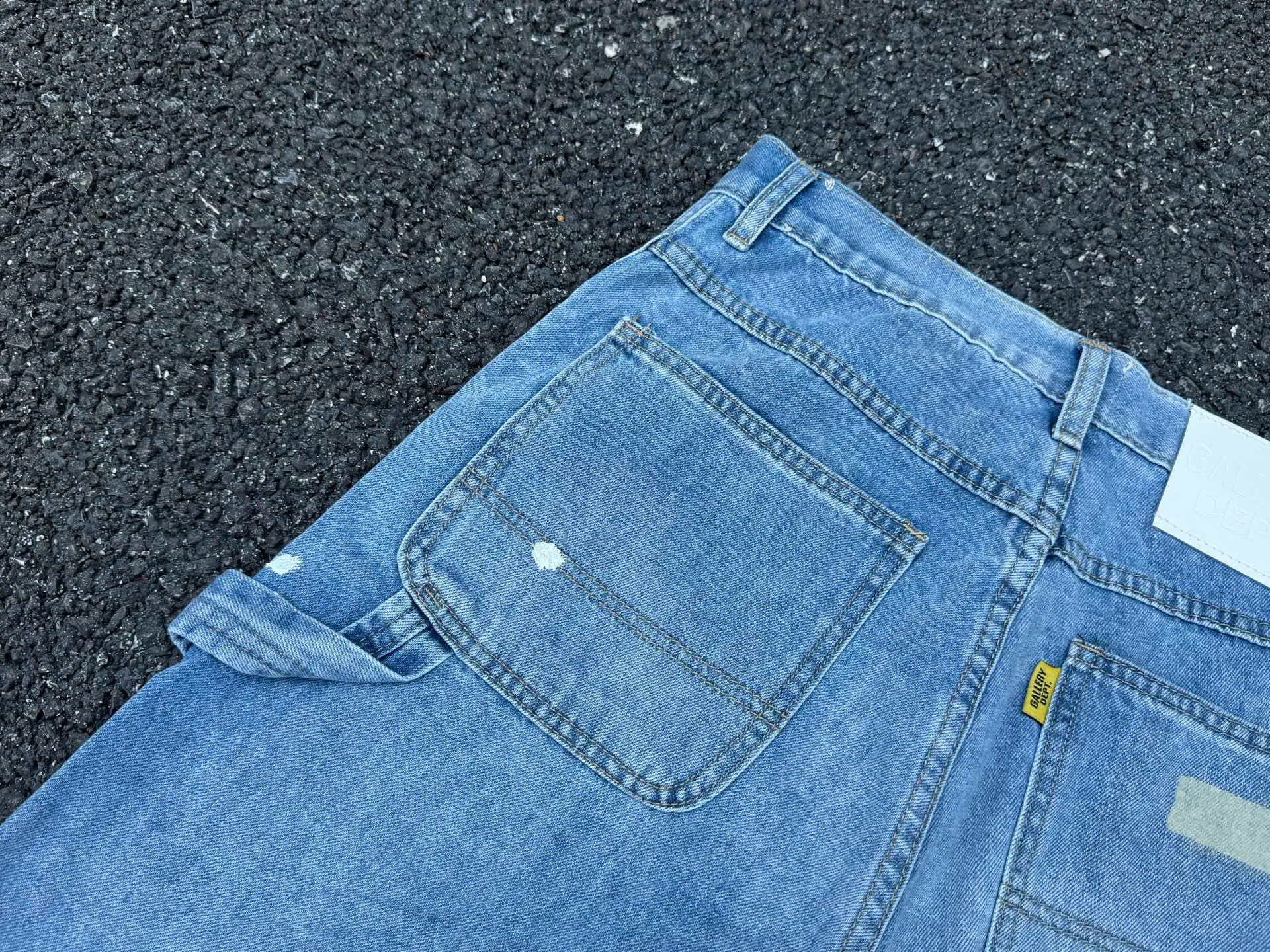 P200💰GD098 GALLERY DEPT splashing ink and paint destroying the edges, retro washed and distressed high street logging workwear denim shorts Workmanship: original accessories Customized original Logo buttons YKK zippers 6 complete labels Original hang tag Color: blue Size: S-XXL (28 30 32 34 36)